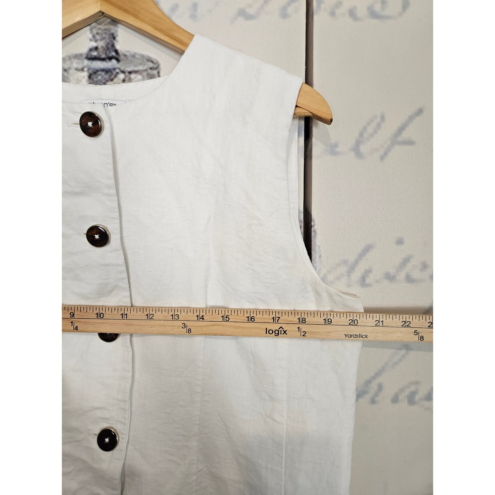 Chico's 100% Linen Vest Size 2 US 12 White Coastal Grandmother Beachy - Picture 3 of 7